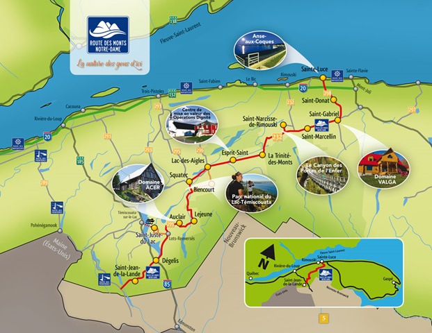 carte route Monts Notre-Dame