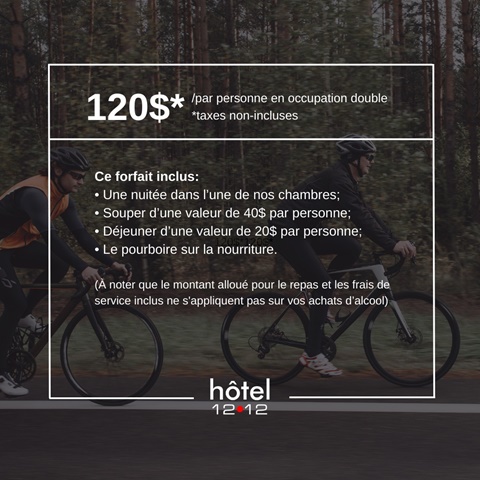 Forfait : Vélo à l'Hôtel 1212 de Dégelis
